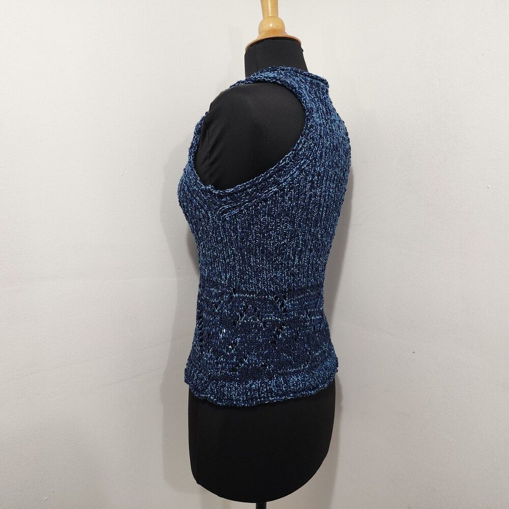 Anthropologie Pilcro Stitched Sleeveless Knit Sweater Tank Navy Blue NWT Size M - Picture 2 of 16